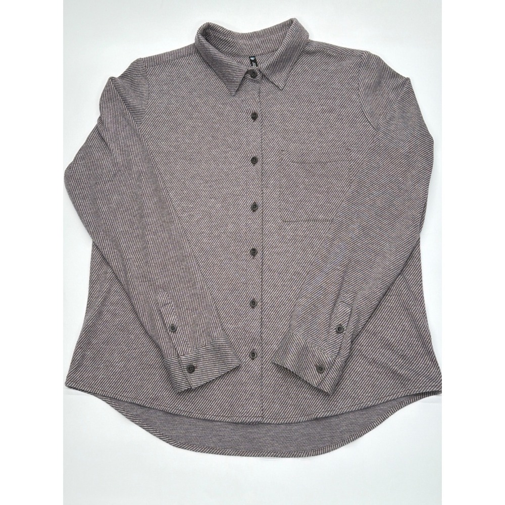 Kuhl Mens Medium Brown Grey Diagonal Stripe Long Sleeve Button Down Shirt Medium - Picture 1 of 9
